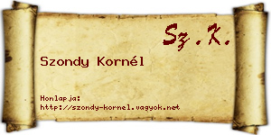 Szondy Kornél névjegykártya