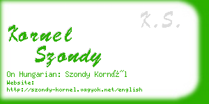 kornel szondy business card